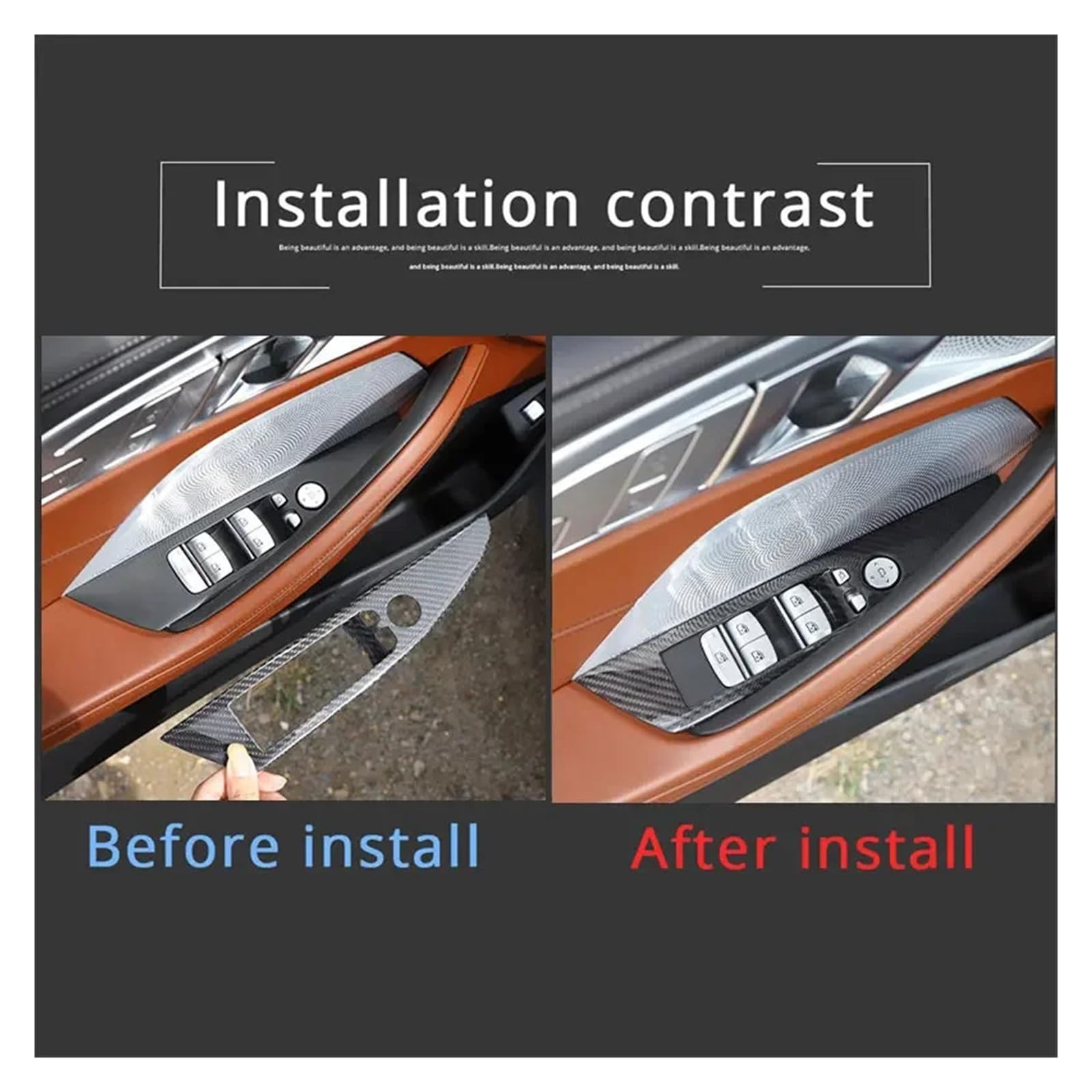 Compatible with BMW 8 Series G14 G15 2019-2022 Real Carbon Fiber Car Glass Lift Button Frame Sticker Interior — view 3