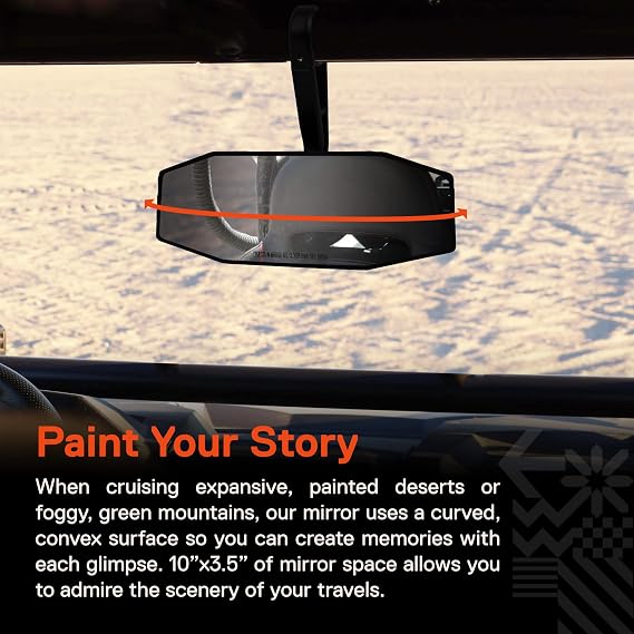 TRUE MODS 10x3.5 Inch Convex Rear View Mirror for UTV ATV Polaris RZR