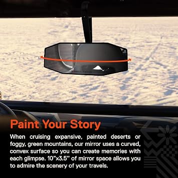 TRUE MODS 10x3.5 Inch Convex Rear View Mirror for UTV ATV Polaris RZR