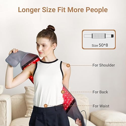 Miniatura 3 de Comfytemp Cinturón de terapia de luz roja con 126 LED, terapia de luz roja HSA elegible para FSA para cuerpo, 660 nm y 850 nm, envoltura de luz de