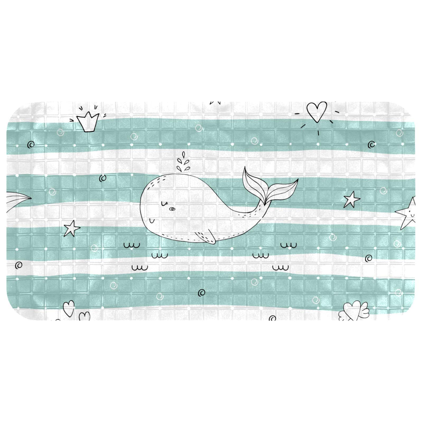Tapis de bain antidérapant pour bébé sans latex vert motifs dauphin et étoile 37,5x68,5