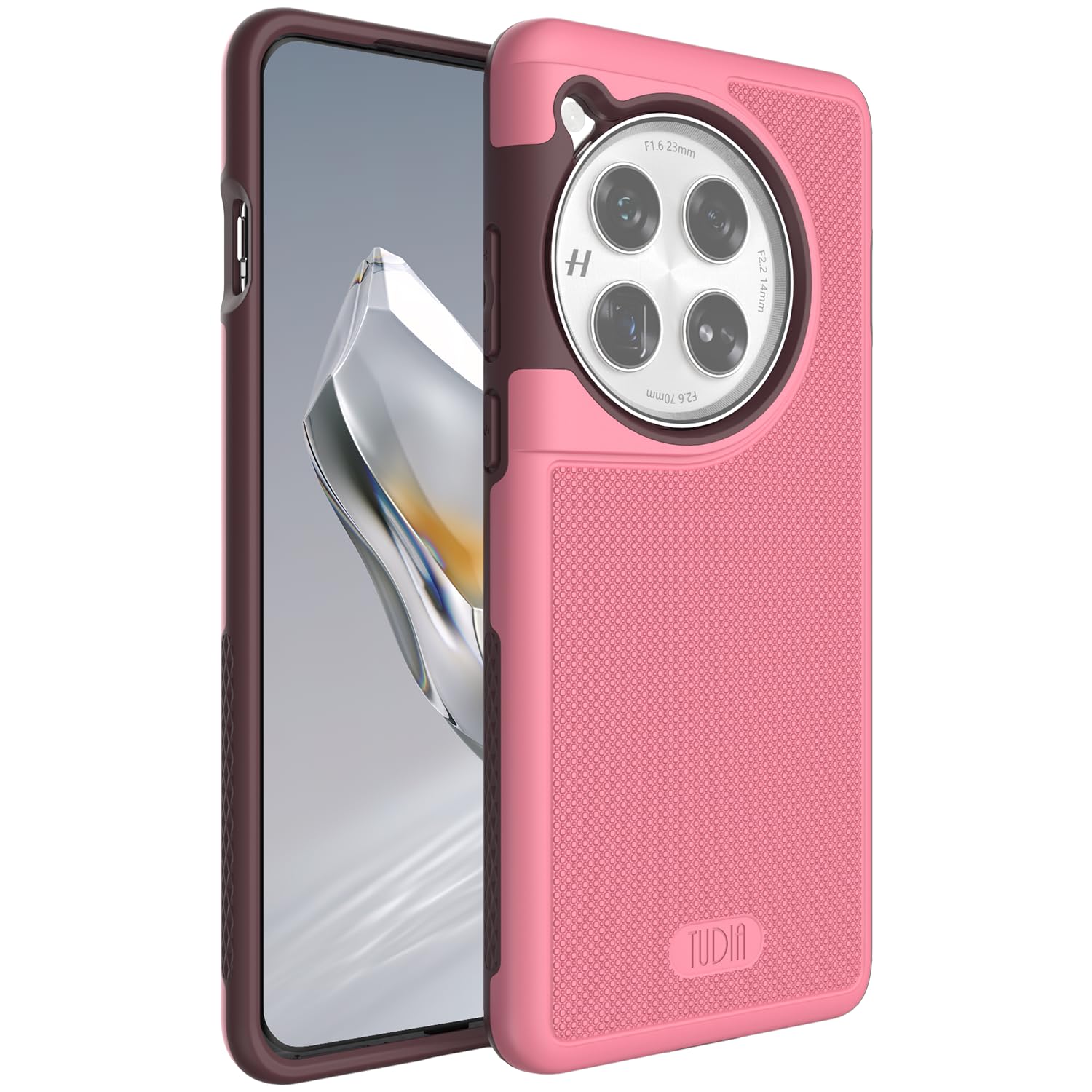 TUDIA DualShield Grip Designed for OnePlus 12 Case 5G (2024), [MergeGrip] Military Grade Dual Layer Shockproof Slim Tough Heavy Duty Protective Phone Case (Smokey Pink, Basic) Basic Smokey Pink