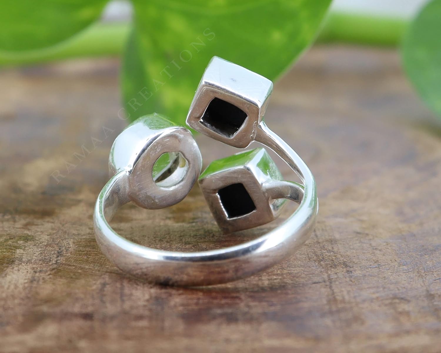 Raw Herkimer Diamond & Black Tourmaline Ring | Handcrafted Sterling Silver 925 Jewelry - Image 6