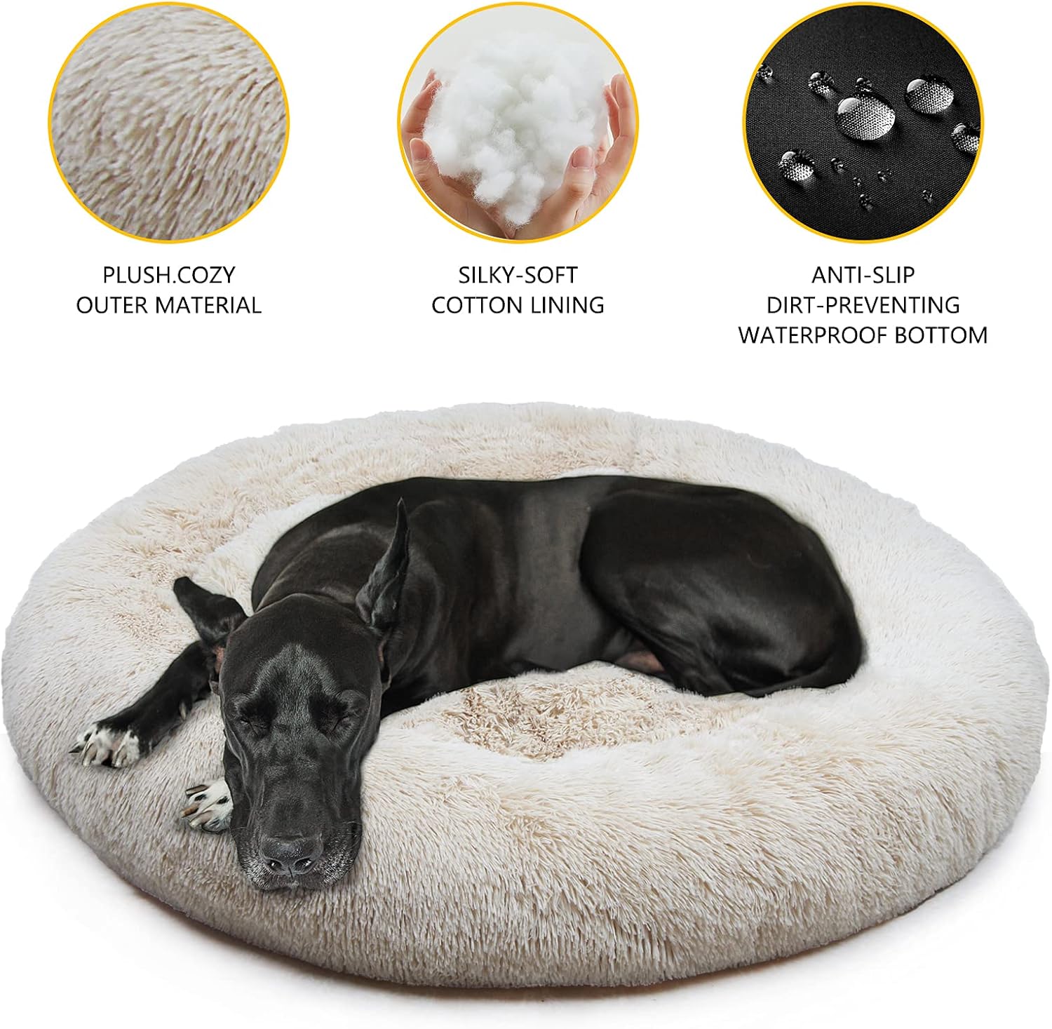 nononfish Soft Orthopedic Dog Bed for Oversized Dogs, Elderly Dogs Or Arthritic Dogs Anti-Anxiety Bed Calm and Fluffy Fit Great Dane Round 48 Inch Anti-Slip Dog Bed Material Safety : Pet Supplies