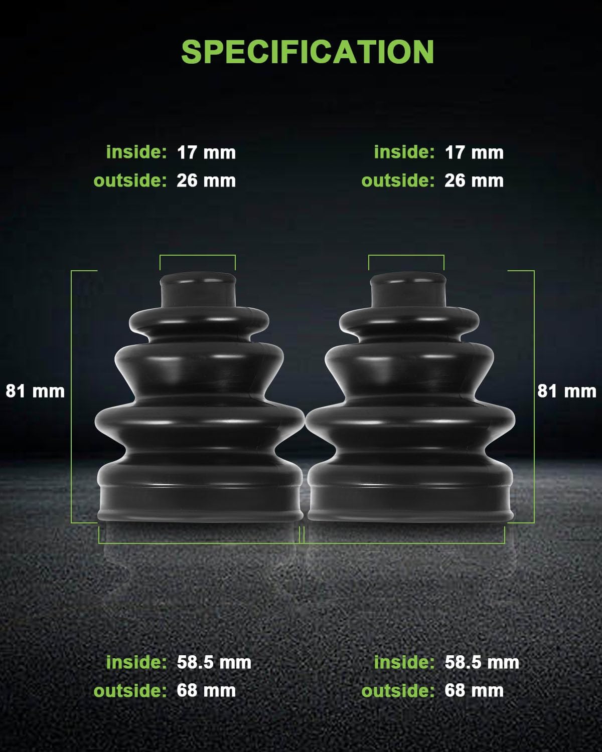 SCITOO CV Axle Boot Kit fits for 1988 1989 1990 for Honda FourTrax 300 Kubota RTV900 Kubota RTV900XT for Yamaha Big Bear 350 Pair Outer Inner