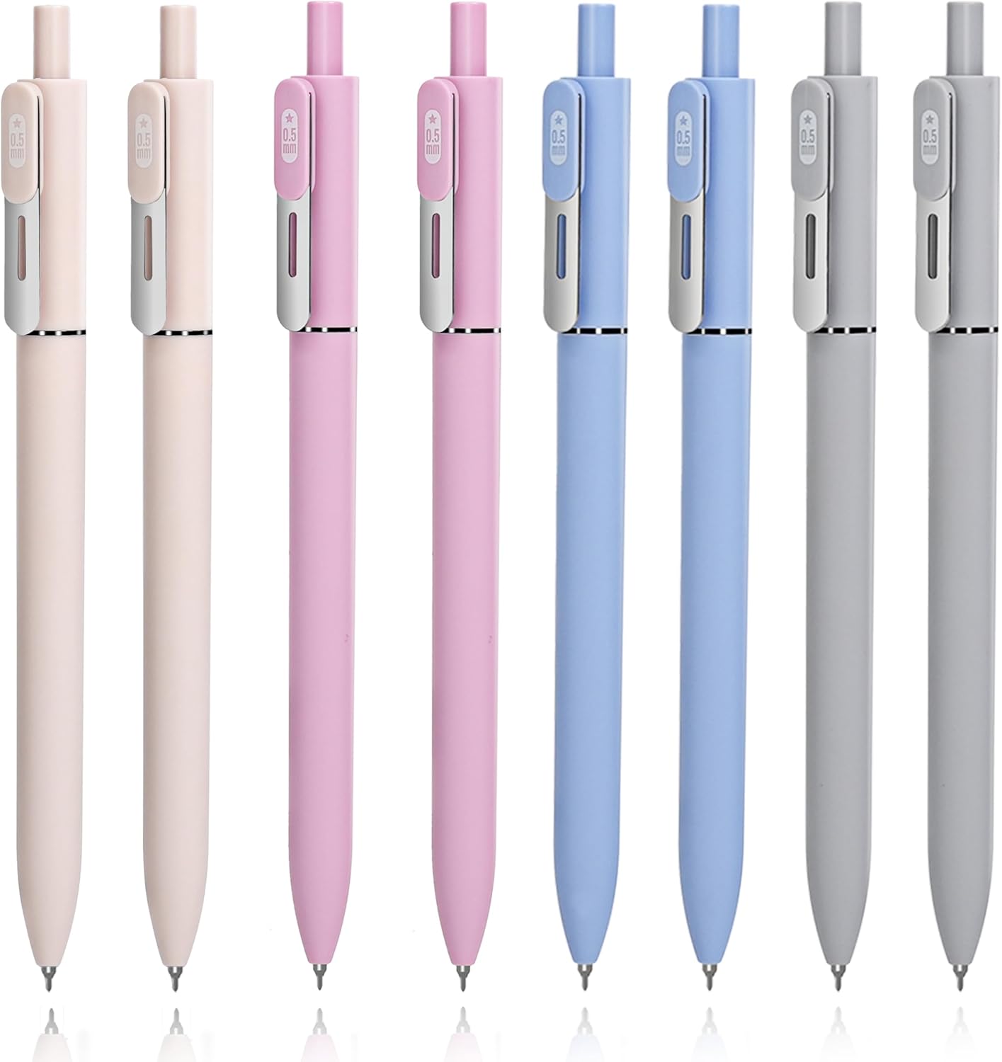 Retractable Gel Pens 8pcs, 0.5mm Fine Point, Quick Drying Black Ink, Smooth Writing, No smear, No skipping, Ideal for Journaling, Note Taking, Aesthetic Office Tools for Women and Men Oval Clip Multicolor?8 Pcs?