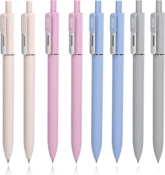 DR DOURONGE Retractable Gel Pens 8pcs, 0.5mm Fine Point, Quick Drying Black Ink, Smooth Writing, No smear, No skipping, Ideal for Journaling, Note Taking, Aesthetic Office Tools for Women and Men