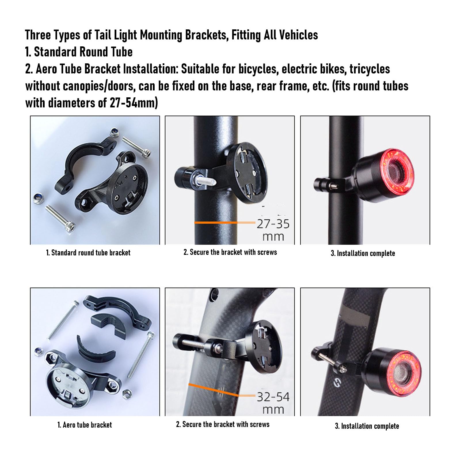 Juego de Luces Traseras Delanteras para Bicicleta, Brillo Ajustable con Control Remoto para Conducción Nocturna Segura, Resistente Al Agua IP66