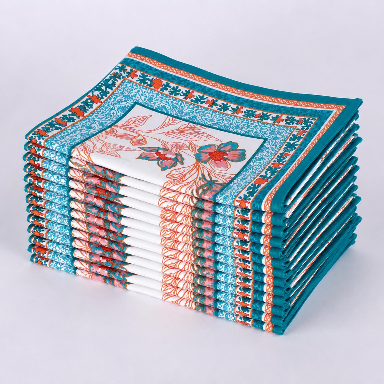 Serviettes de table en coton et lin FINGERCRAFT avec coins en onglet élégants