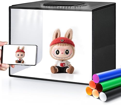 Miniatura 8 de Glendan Mini caja de luz, caja de luz de estudio fotográfico de 10 x 10 pulgadas, tienda de luz plegable portátil para fotografía con CRI 95 88