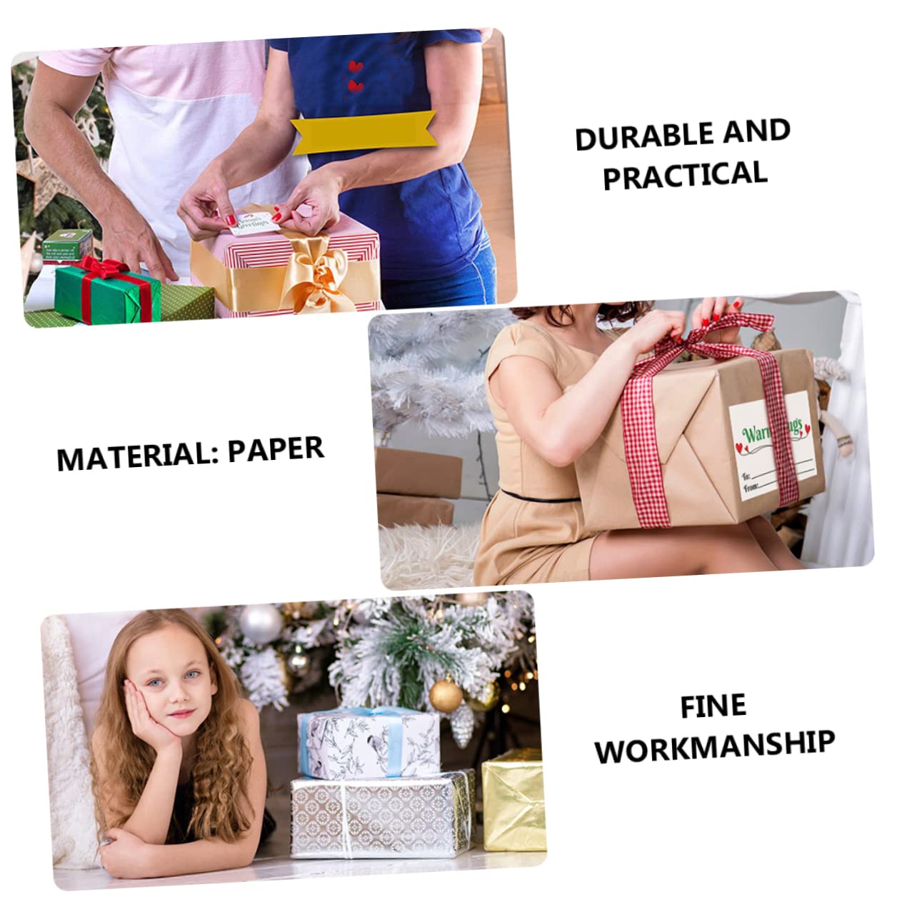 SHINEOFI 3rollen Weihnachtliche Selbstklebende Etiketten Kraftpapier Für Geschenkverpackungen Bastelprojekte Und Festliche Dekorationen Für Persönliche Botschaften Und Kreative