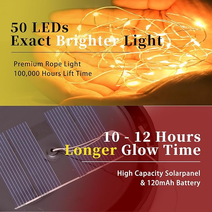 IdealXmas Glass Solar Globe Lights Outdoor Waterproof, Cracked Glass Ball Orb Lights, Waterproof Globes for Garden Pathways, Patio Decor & Backyard Landscaping, Round Ornaments Orbs (Red-Yellow Flower) photo 3