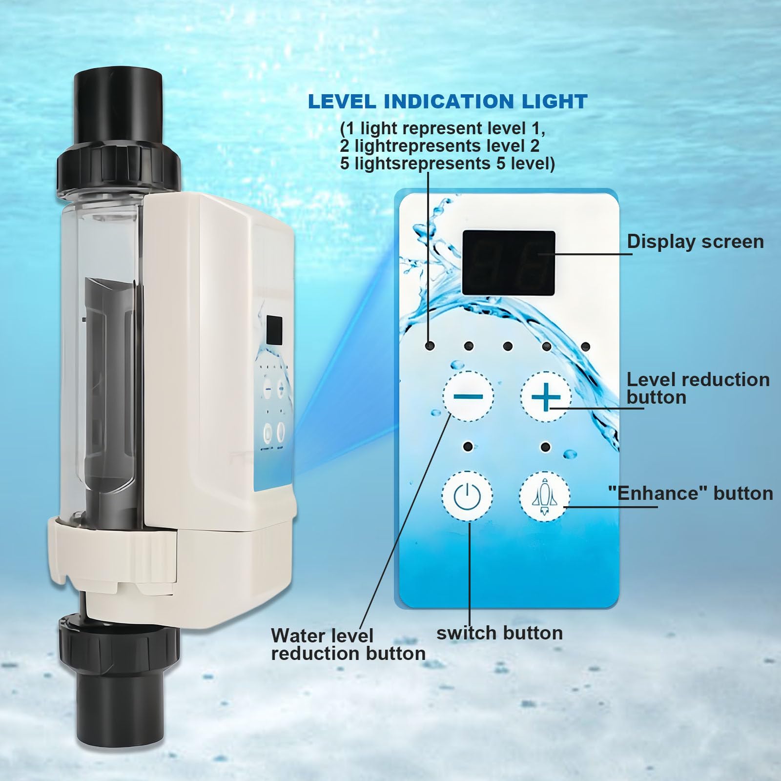 Chlorinateur De Piscine, Electrolyseur Piscine Au Sel, Générateur De Chlore d'eau Salée, Dispositif De Chlorinateur De Sel D'Électrolyse pour Piscine De Spa EC8