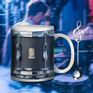 2025 Most Popular Funny Black Vintage Drum Mug, Drummer Coffee Mug, Cool Gifts For A Drummer Musician (White)