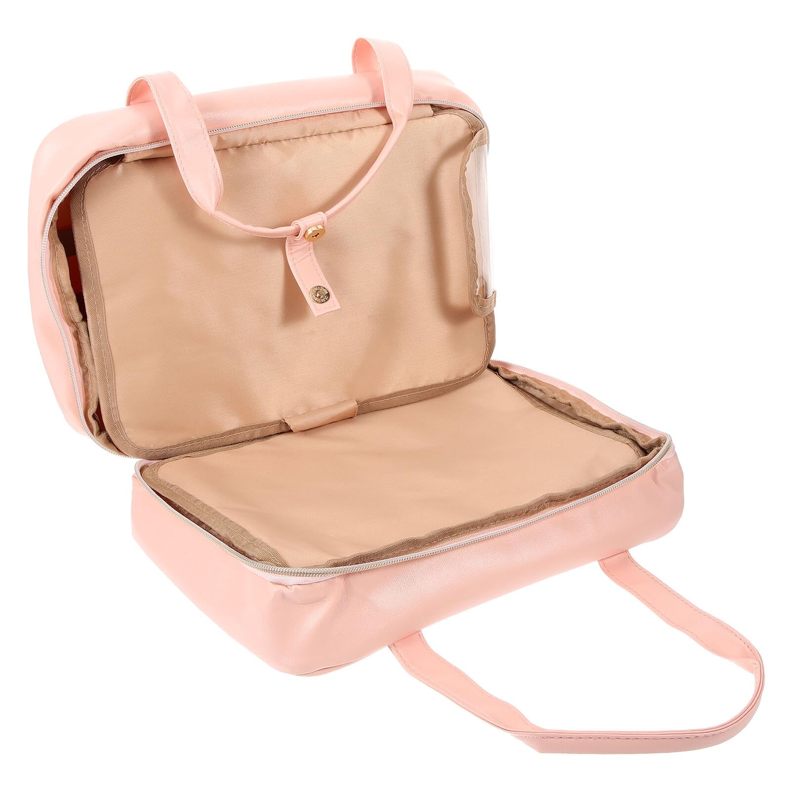 TOPBATHY Trousse de Toilette et Poignée Rose Suspendue en Cuir PU Grosse Capacité Plusieurs Compartiments Voyage en Plein Air des Femmes