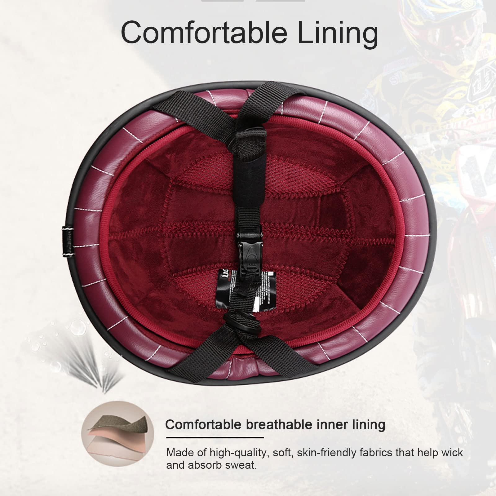 LRFUQI Caschi Vintage Adulti per Moto, Mezzo Casco da Motociclo retrò ECE Certified metà Aperto Faccia Casco del Motociclo per Cruiser Chopper Scooter Pilot Moped (Color : B, Size : S=55-56cm