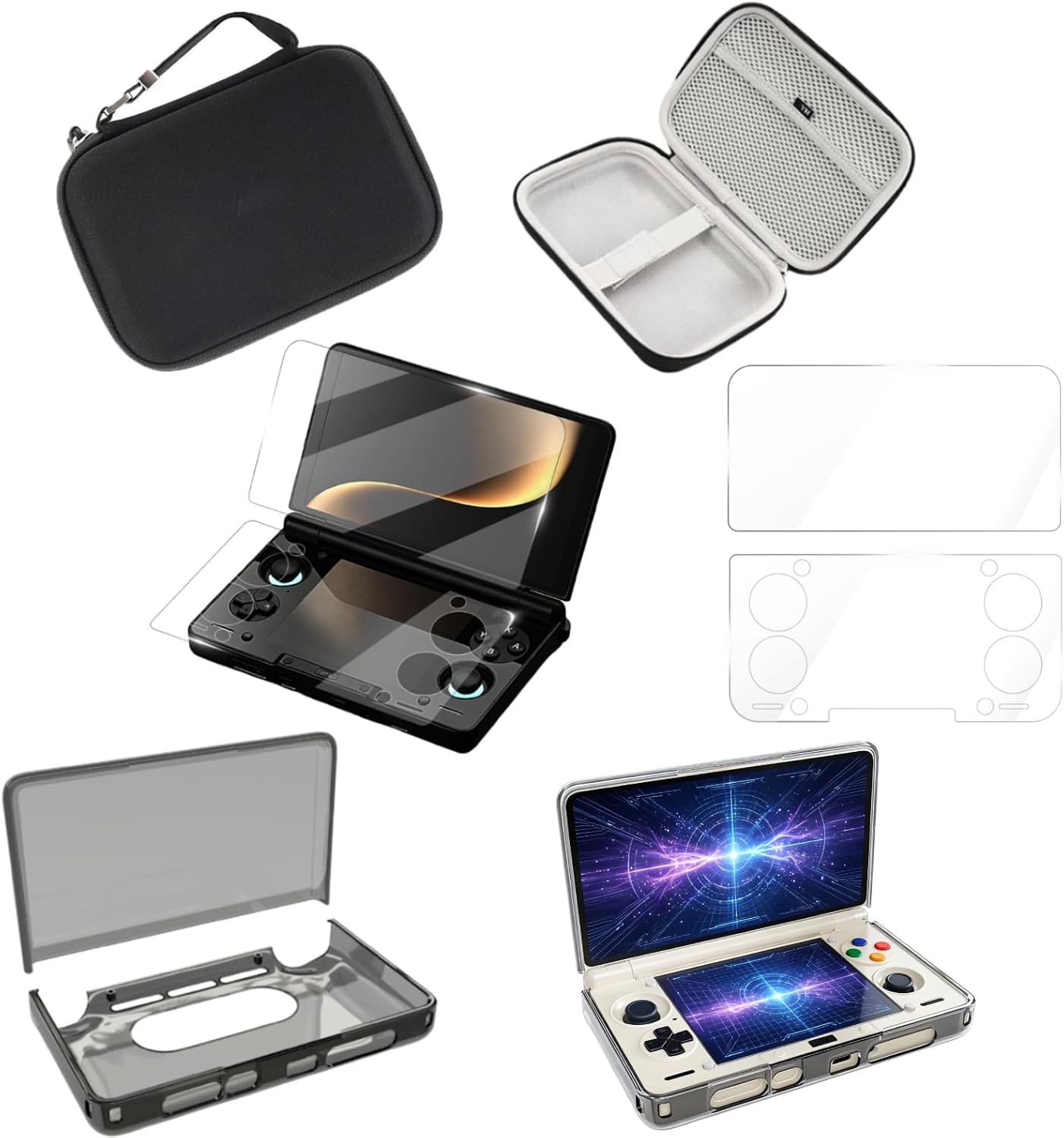 Accessories Kit Compatible with Ayn Thor, TPU Case + Dual Screen Protectors + EVA Carrying Case for Handheld Console