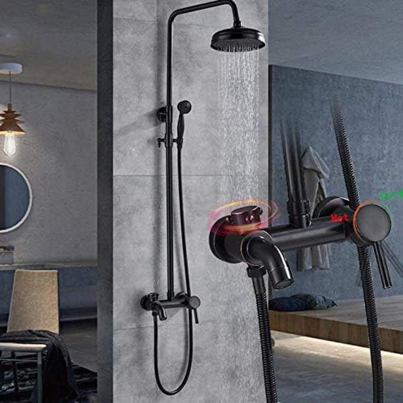 GLJTUO Shower system, Luxury Bath Shower Mixer Faucet Shower Set Rainfall Brass Shower Head In Wall Rain Shower Faucet With Handshower Brass Spout