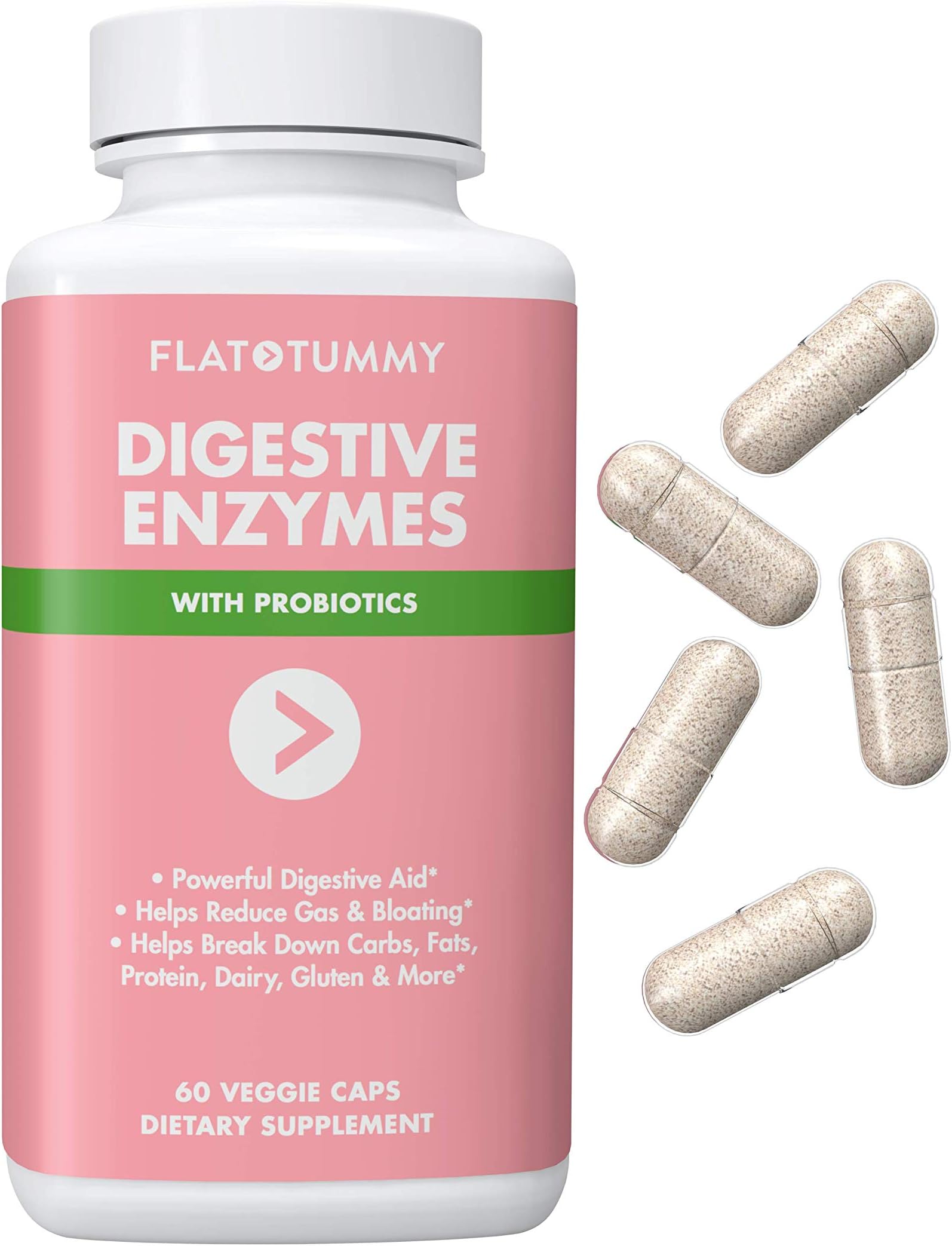 Flat Tummy, Digestive Enzyme Supplement for Women, 60 Capsules