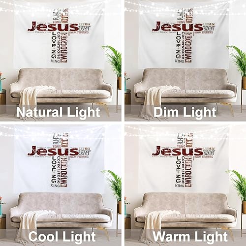 Miniatura 9 de Shrahala Tapiz de pared cristiano con palabras blancas, palabras de Navidad, escuela, Jesús, Biblia, adoración de la Biblia, tapiz grande para