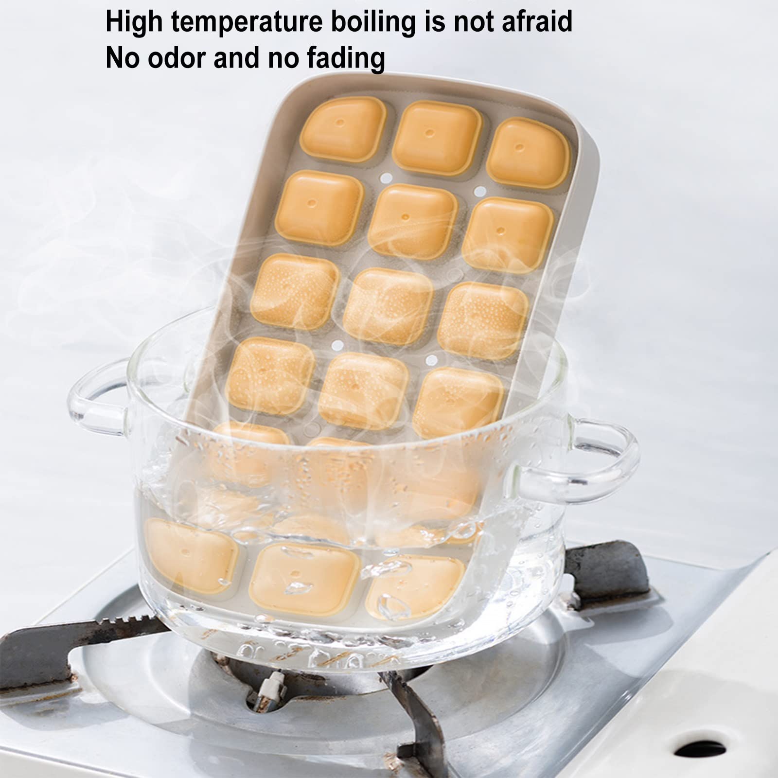 IMPREC Moldes De Cubitos De Hielo, Moldes Reutilizables De Silicona For 14 Cubitos De Hielo con Tapa Extraíble Resistente A Derrames Bandejas For Cubitos De Hielo con Tapas (Color : Yellow)