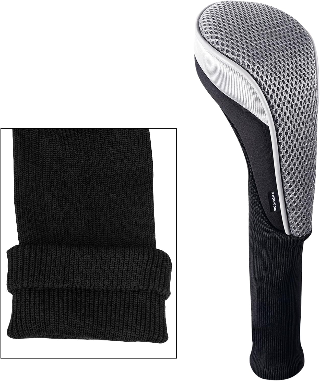 Andux 5pcs/Set Mesh Golf 460cc Driver Fairway Wood Club Head Covers Long Neck with No. Tags