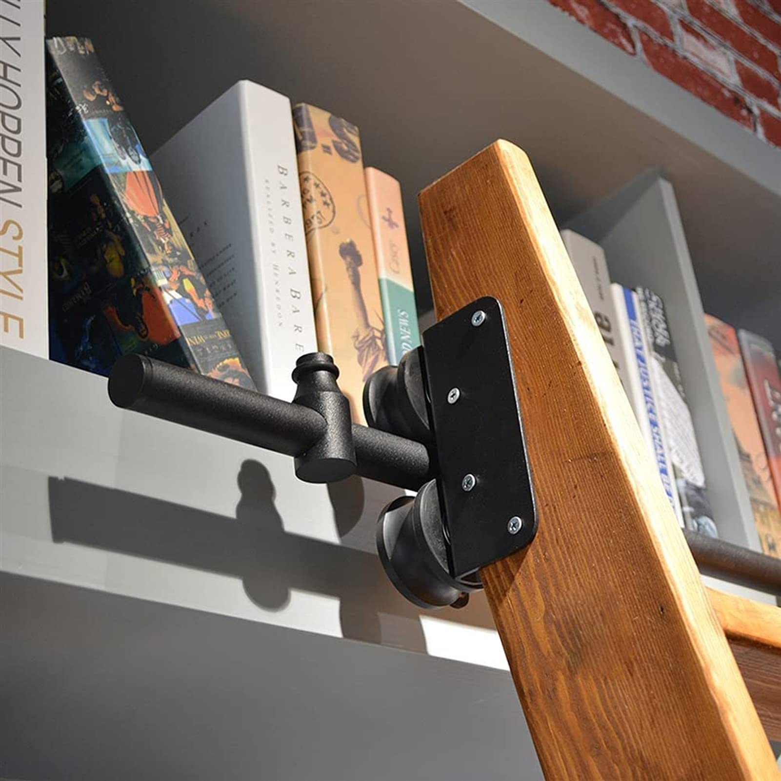 Kit di ferramenta per scaletta per libreria a rotelle - Accessori per ferramenta per Porte scorrevoli per fienile - Kit di ferramenta per scaletta Mobile per libreria - Materiale in Acciaio inossidab