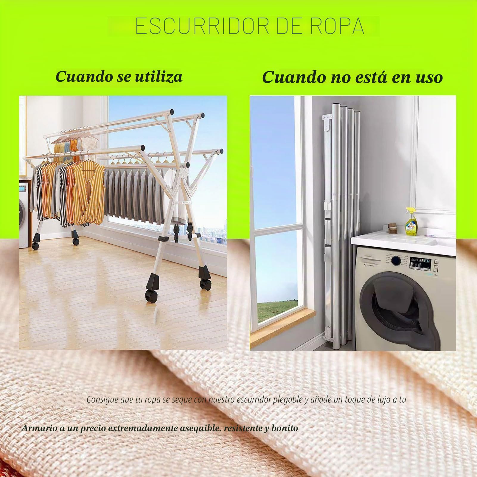 Tendales De Ropa Plegable Vertical, Tendedero De Ropa Exterior para Balcon, Clothes Drying Rack con Ruedas para Interior Y Exterior, Tendedero Ropa Acero Inoxidable (240cm/95in)
