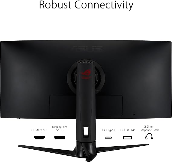 ASUS ROG Strix XG349C - شاشة ألعاب منحنية UWQHD مقاس 34 بوصة - 180 هرتز ، 1 مللي ثانية GTG ، متوافقة مع G-Sync ، DisplayHDR 400 ، KVM Switch - لوحة IPS سريعة ، 21: 9 ، 3440x1440 ، DisplayPort ، HDMI ، USB-C ، Ergonomic