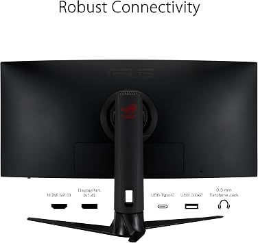 ASUS ROG Strix XG349C - شاشة ألعاب منحنية UWQHD مقاس 34 بوصة - 180 هرتز ، 1 مللي ثانية GTG ، متوافقة مع G-Sync ، DisplayHDR 400 ، KVM Switch - لوحة IPS سريعة ، 21: 9 ، 3440x1440 ، DisplayPort ، HDMI ، USB-C ، Ergonomic