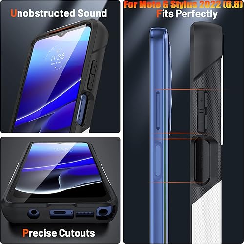 Miniatura 6 de Funda resistente para Motorola Moto G Stylus 2022 de 6.8 pulgadas, 4 esquinas con bolsas de aire protección contra caídas de 12 pies, agarre