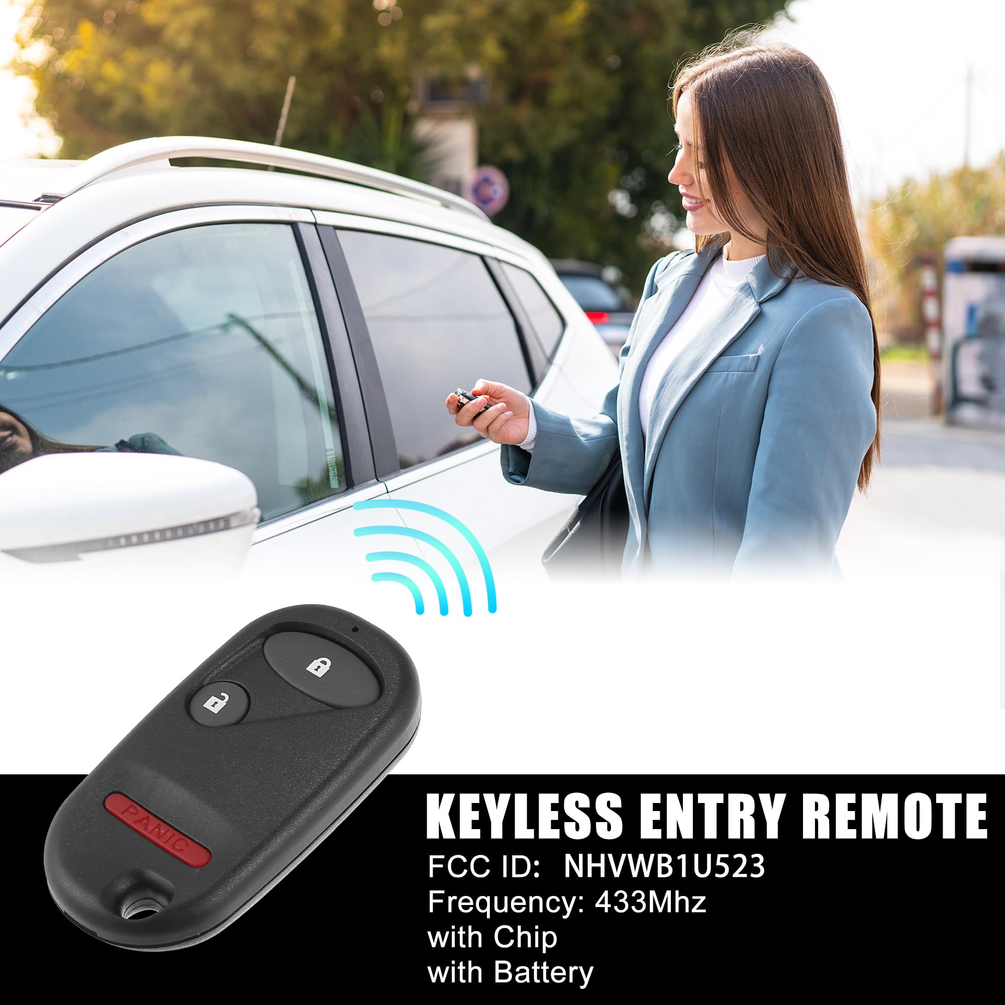 Télécommande De Remplacement Pour Honda Civic Et Pilot 2001-2007 - 3 Boutons, 433 MHz, NHVWB1U523