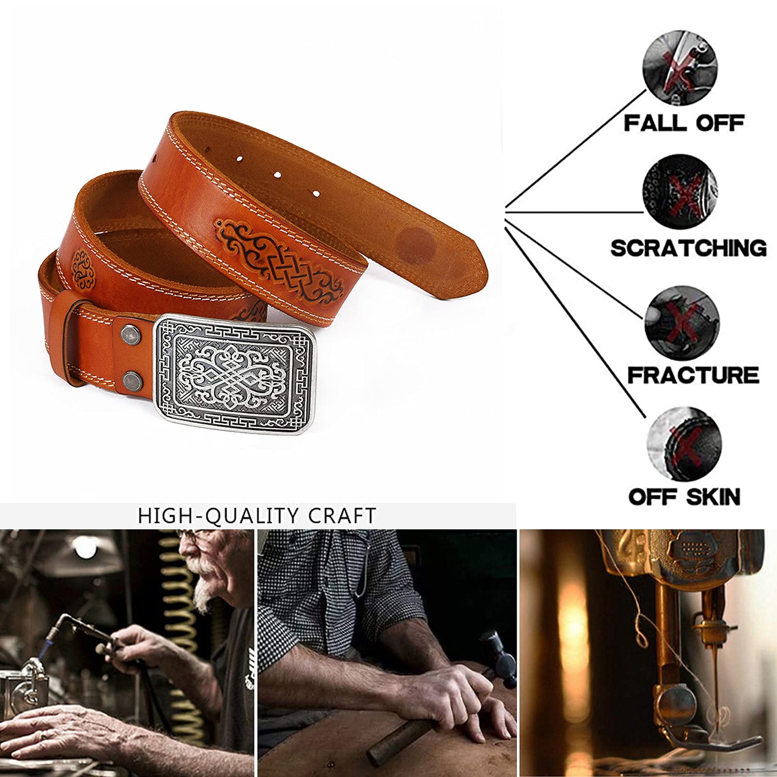 Ledergürtel Für Damen Und Herren Handgemachter Geprägtem Ornament Muster Legierung Schnalle Retro Jeansgürtel Mit Tribal-Muster Vollrindleder Gürtel