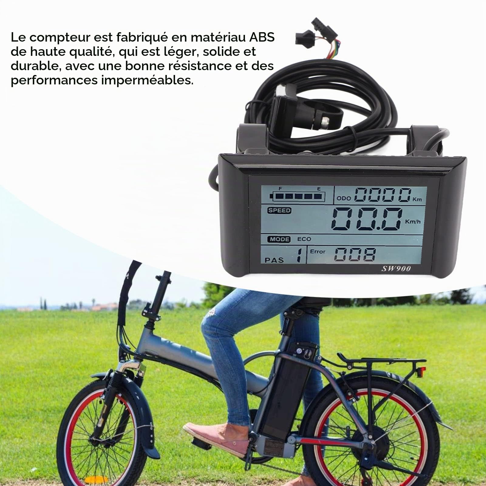 BuyWeek Kit de Contrôleur de Moteur sans Balais pour Vélo Électrique, DC 24V 36V 48V 750W 1000W 30A Contrôleur à Onde Sinusoïdale 3 Modes Panneau LCD SW900 Kit pour Scooter Électrique