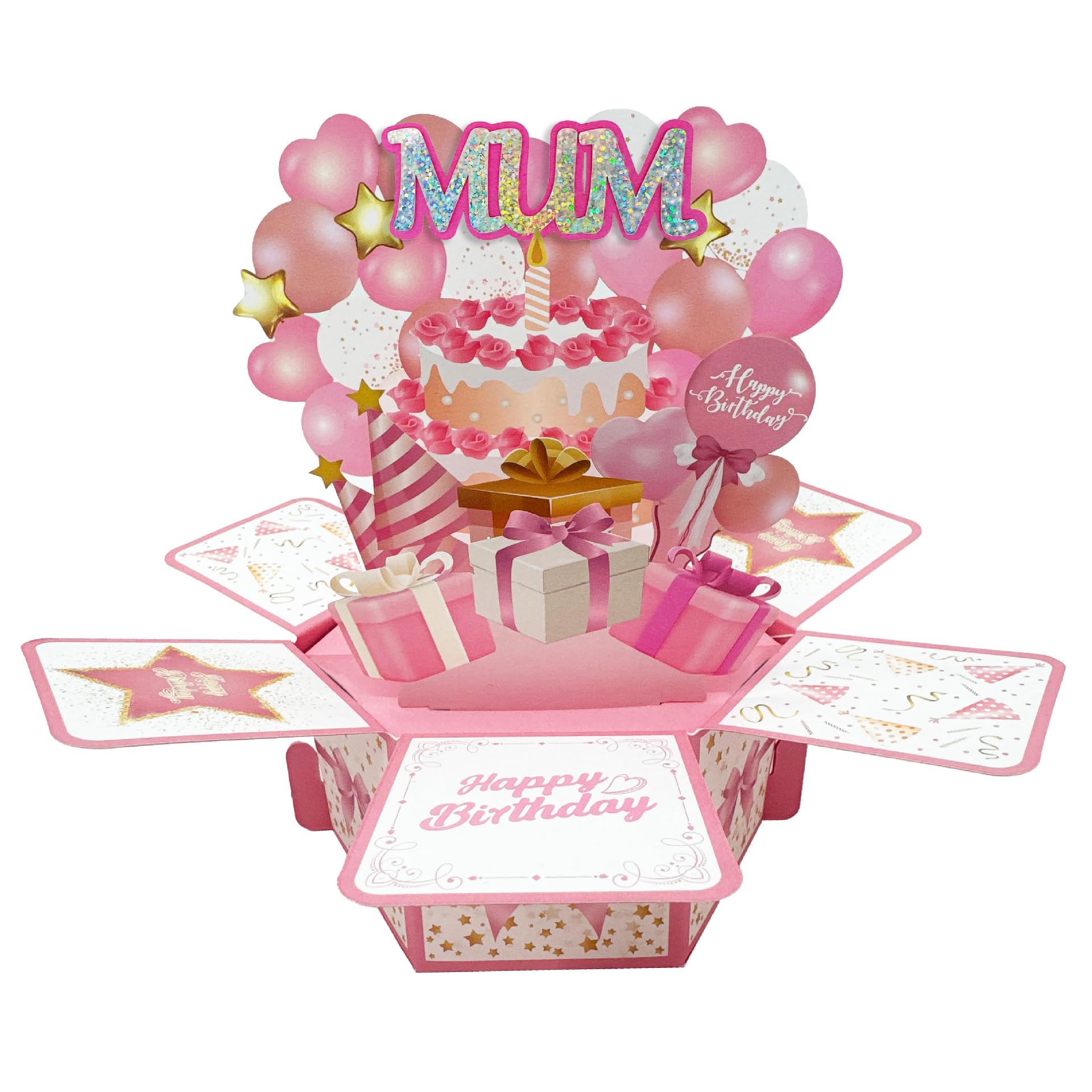 Mum Birthday Card, 3D Pop up Happy Birthday Mum Card, 3D Excitement Cake Gift Box, Colorful Balloon Cake Creative Gifts Ideas, Birthday Gifts for Mom from Daughter Son