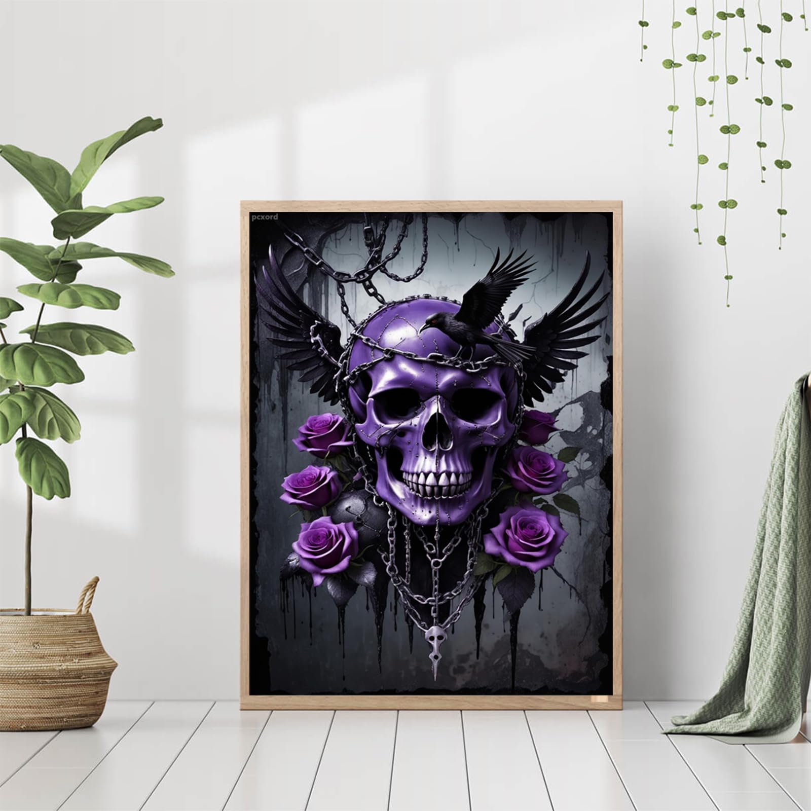 Totenkopf Diamant Malerei Set Für Erwachsene – 30,5x40,6 Cm, 5D Vollbohrer, Inkl. Zubehör