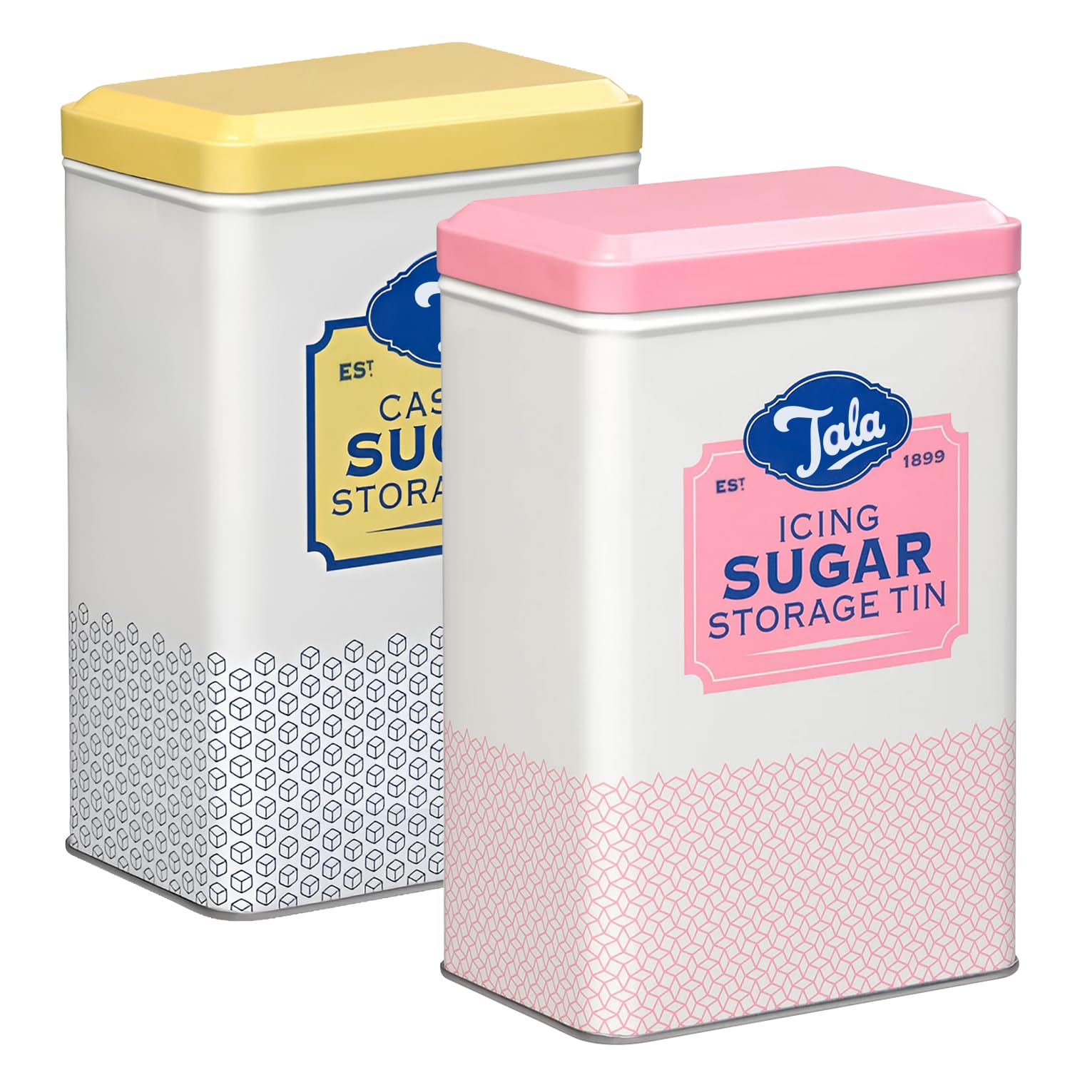 Besto Caster & Icing Sugar Storage Container | 16.3x10.5x7 cm Metal Storage Tin to Hold A Full Bag of Icing Sugar | Tight-Fit Lid Keeps Sweet Fresh & Clump-Free