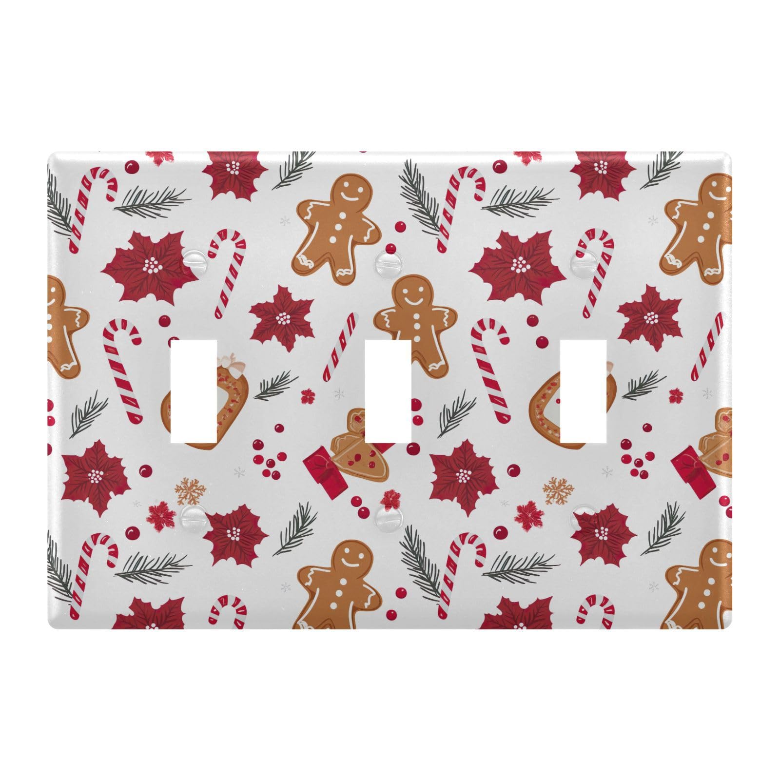 Light Switch Cover Christmas Gingerbread Man Cookies Wall Plates for Electrical Outlets 3 Gang 202b7092