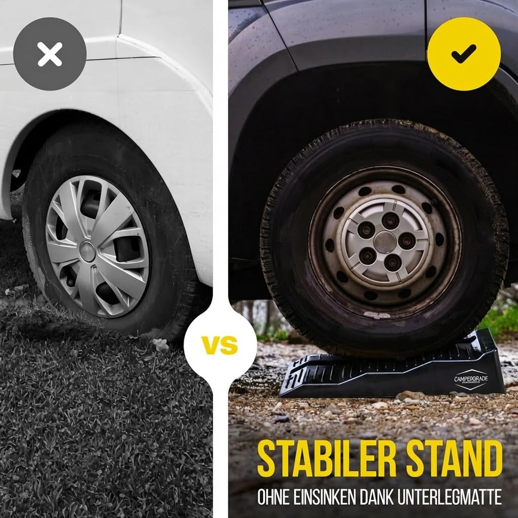 Rampa di carico per camper e roulotte - Rampa di sollevamento auto a 3 livelli [set di 2] | Rampa auto resistente per camper e roulotte | Rampa auto stabile