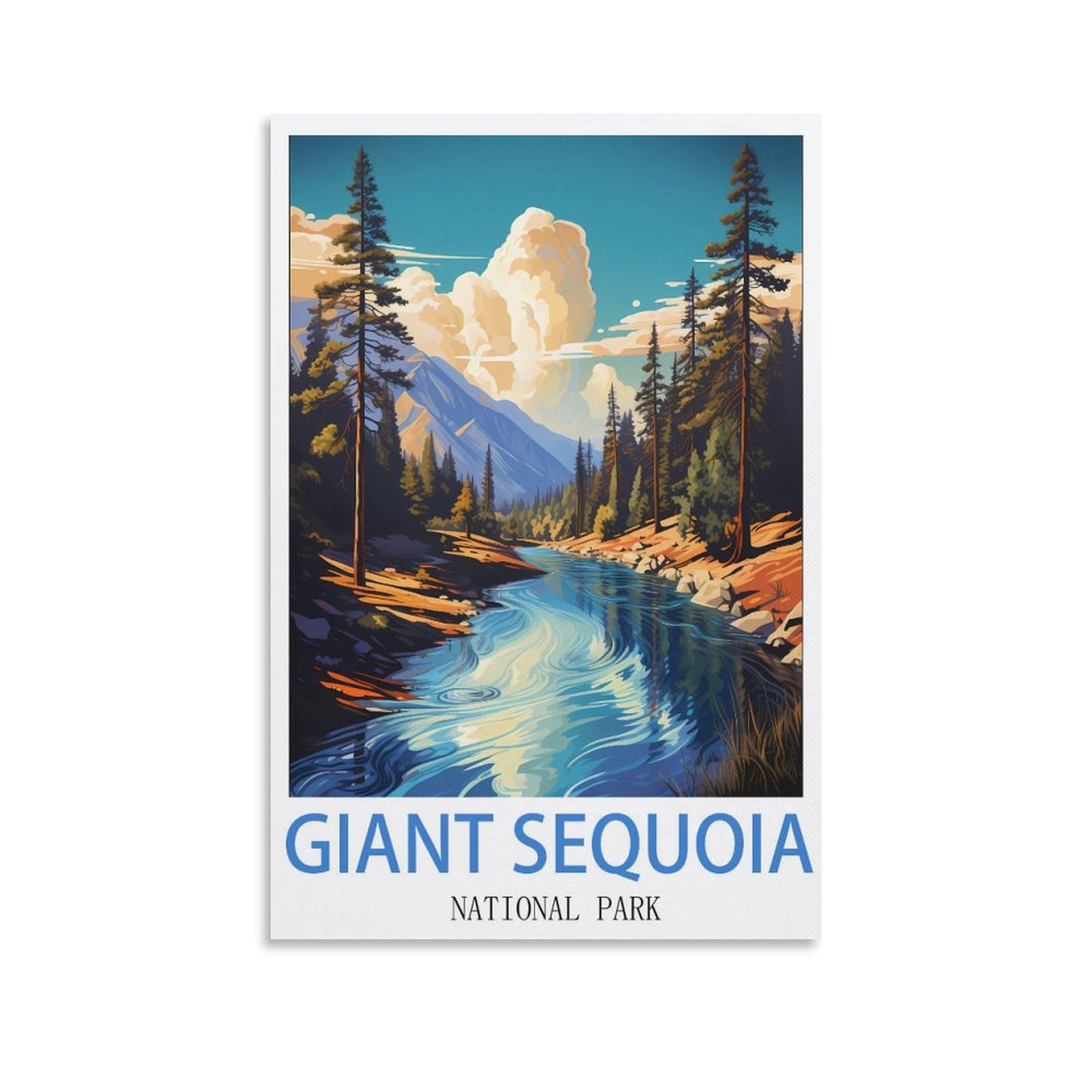 Cyyhgee Unframe-Style Giant Sequoia National Park Vintage Travel Poster 24X36inch(60X90cm) Canvas Poster Wall Art Living Room Home Decor