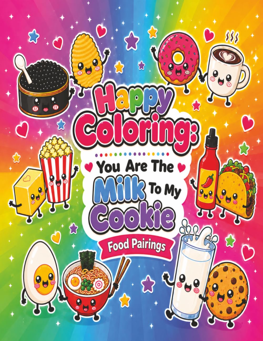 Happy Coloring: Food Pairing Characters Coloring Book For Adults and Teens