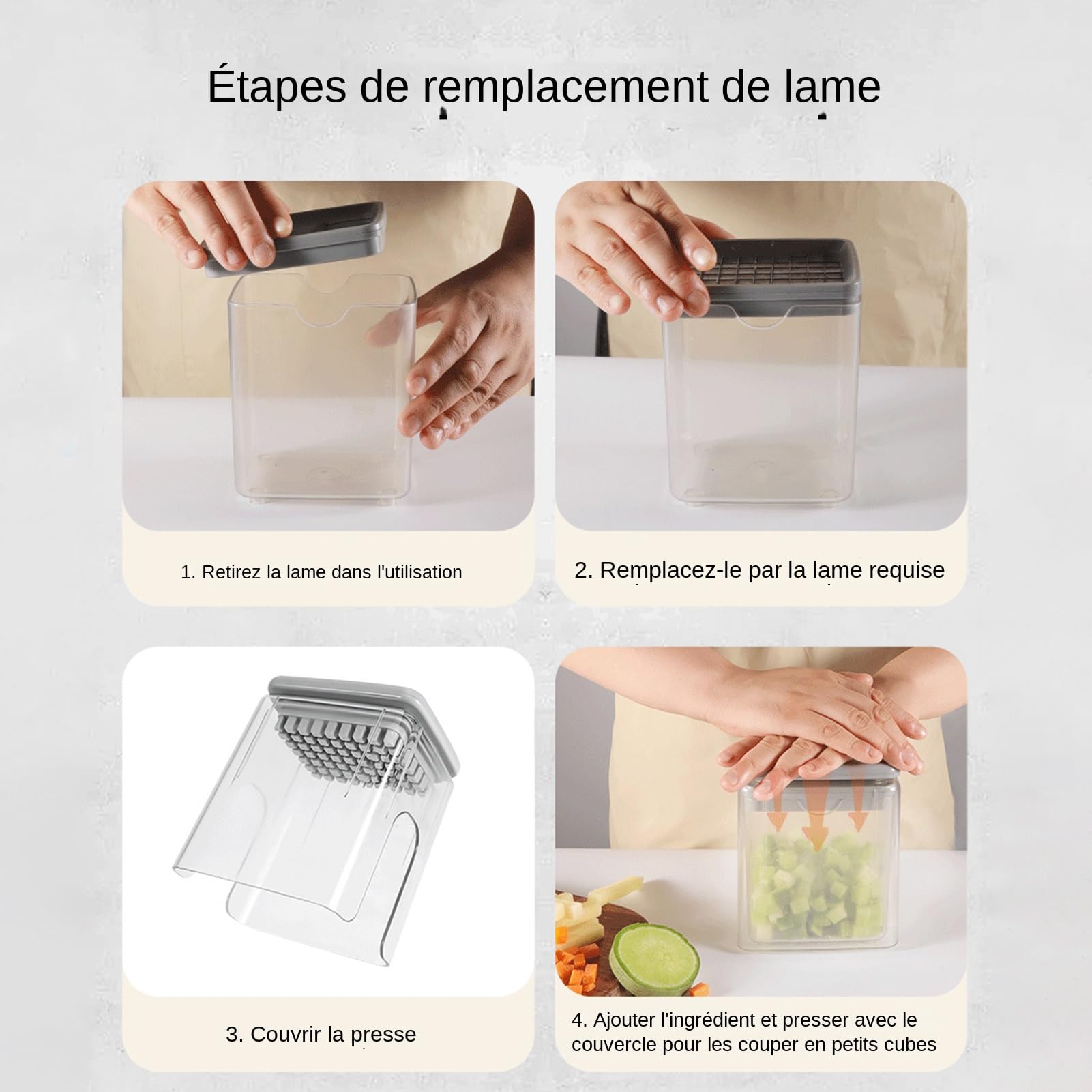Picadora de alimentos Picadora manual multifunción 4 en 1 con contenedor