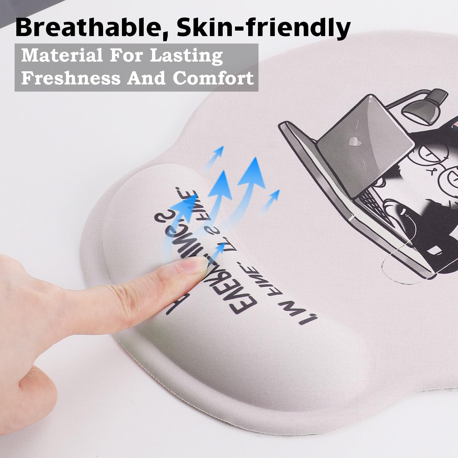 Tappetino per mouse ergonomico con supporto per il polso, base in gomma antiscivolo, silicone
