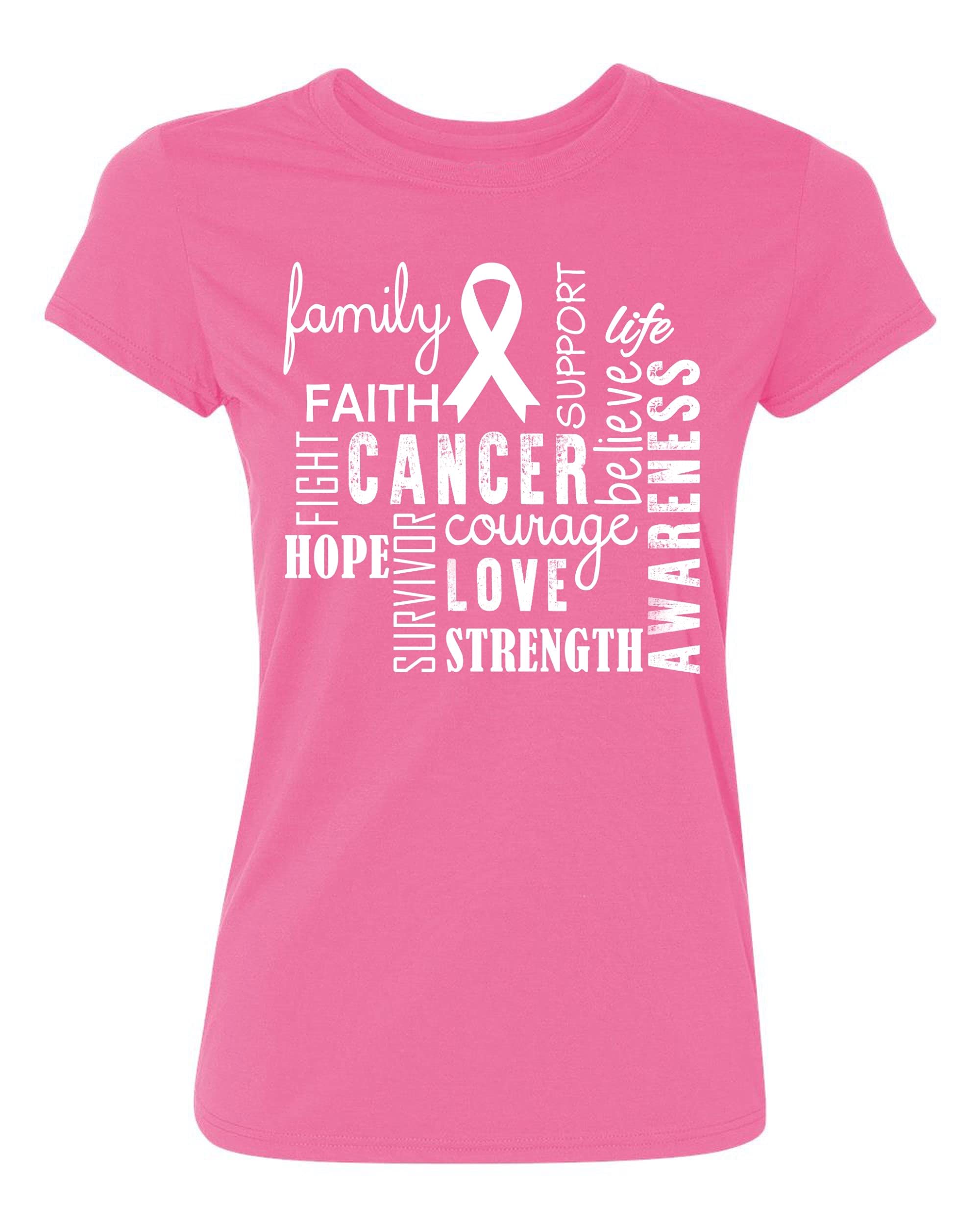 Kropsis Family Word Clouds Support Pink Ribbon Breast Cancer Awareness Women's T-Shirt