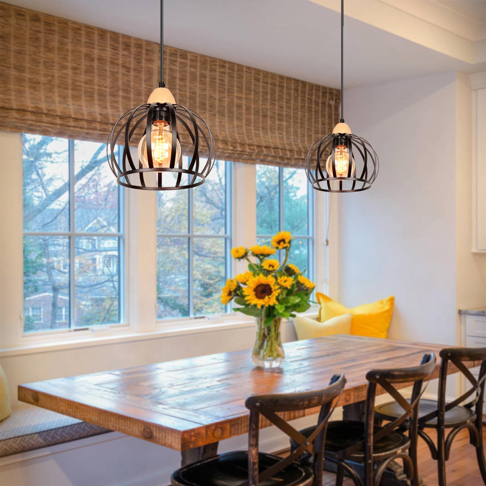 Lampadario da Soffitto Vintage, 6 Bracci Plafoniera LED Soffitto