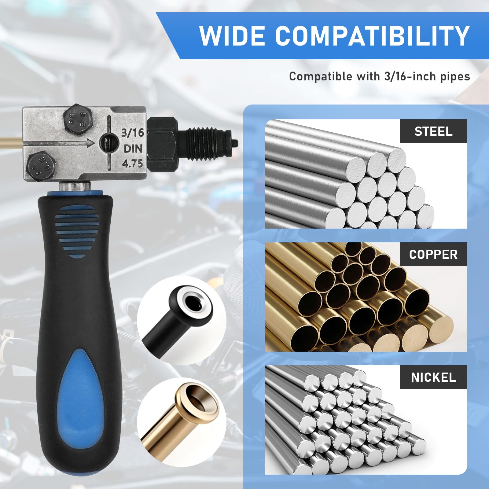 DIN 4,75 mm set bordatura tubi freno 10 raccordi 5 connettori nastro PTFE