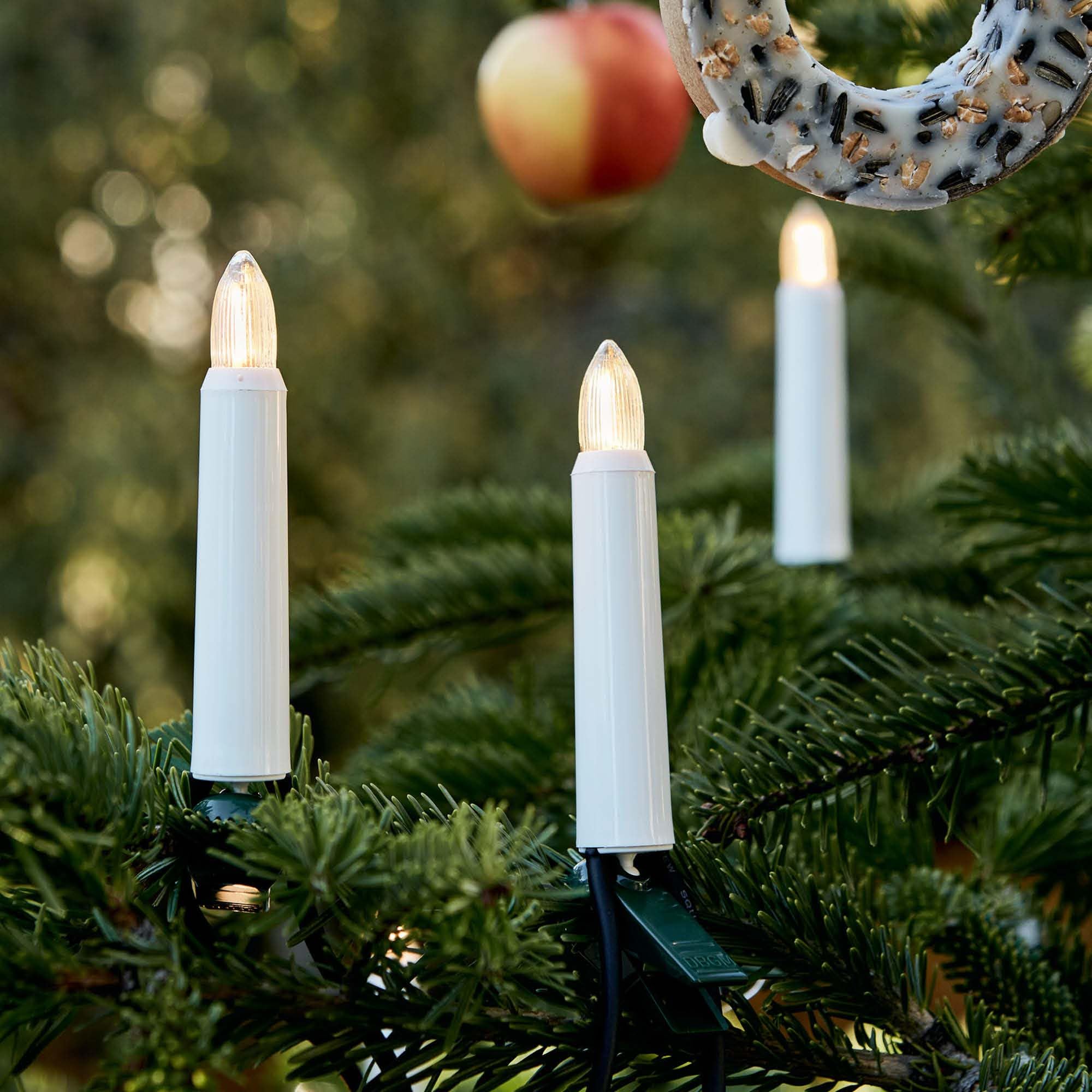 hellum Lichterkette Tannenbaum außen LED-Filament 30 LED, Stecker teilbar | Made in Germany warmweiß, Lichterkette Christbaum mit Clip, 29m beleuchtet, Kabel schwarz, für Weihnachtsbaum <59lm 842517