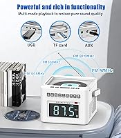 Vista 7 de Greadio CD Player Alarm Clock Boombox with Bluetooth, 5000mAh Boombox Clock Radio with CD Player, White Noise, FM/AUX/USB/TF/Dimmer/Remote Control