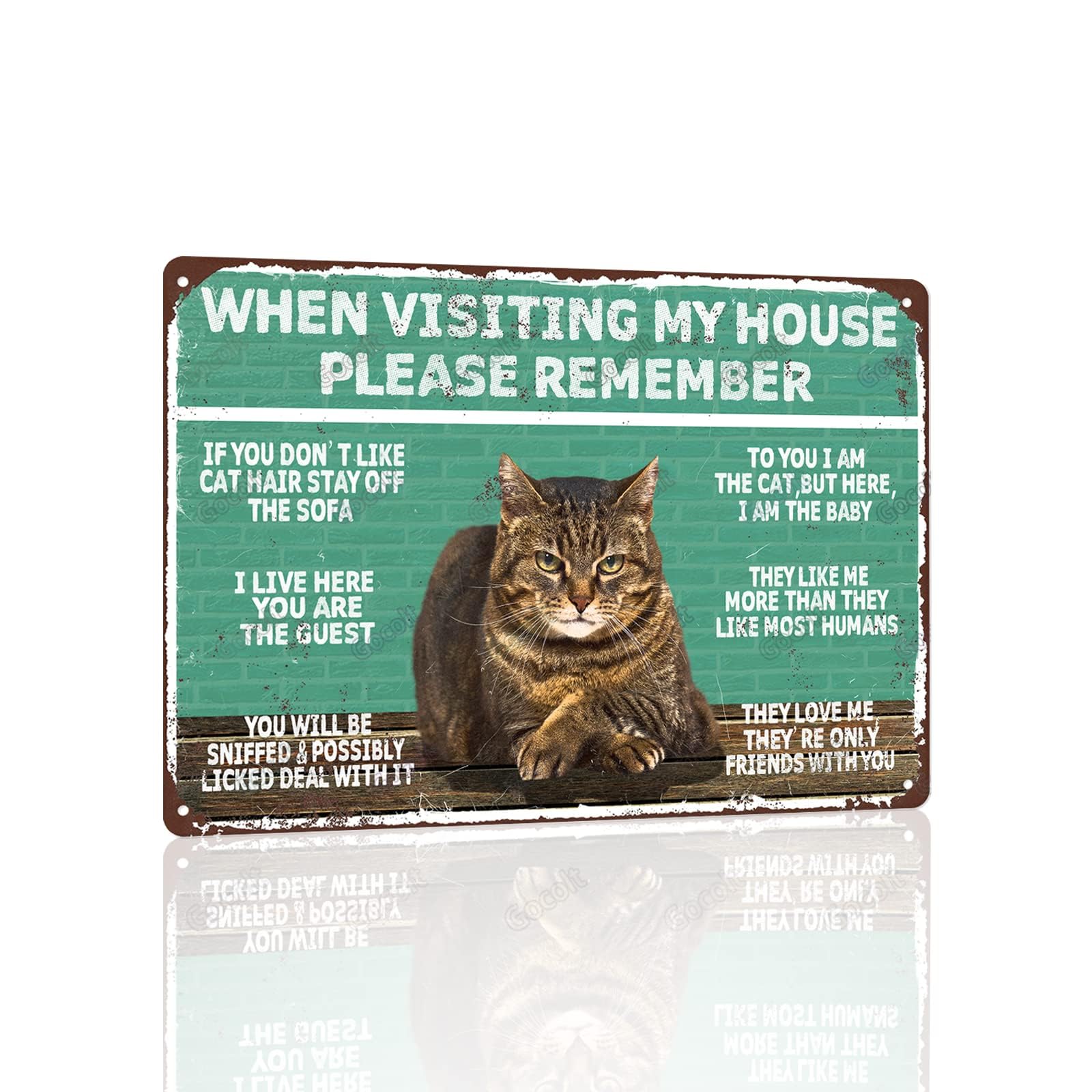 Gocolt Remember Vintage Wall Decor When Visiting My Home - cat gifts for cat lovers - Original Design Pewter Metal Wall Art Print Poster - Extra Thick