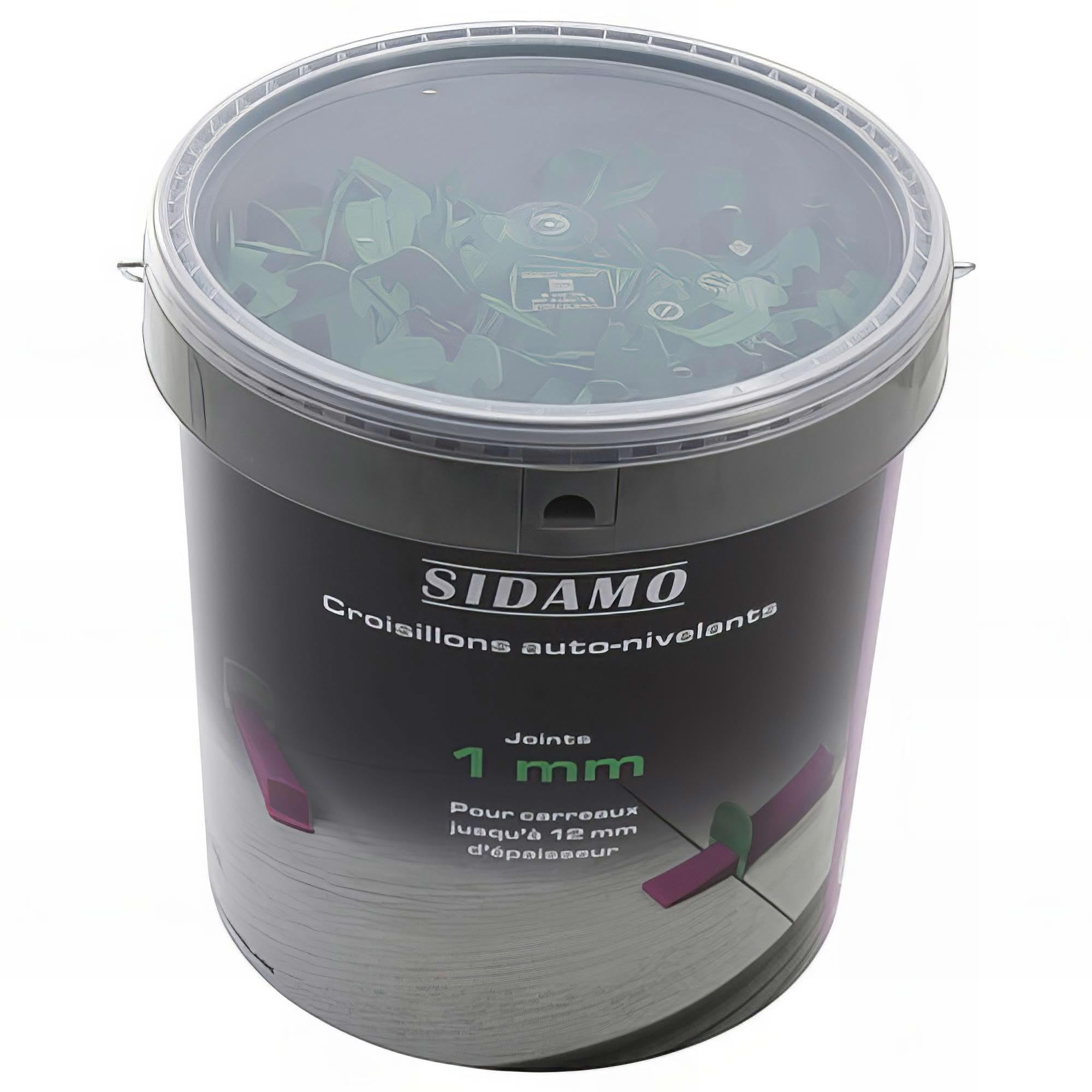 Seau de 1000 croisillons 1 mm auto-nivelants de 3 à 12 mm